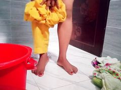 Bangladeshi Girl Is Sitting in the Bathroom and Extracting Pussy Juice with Cucumber.
