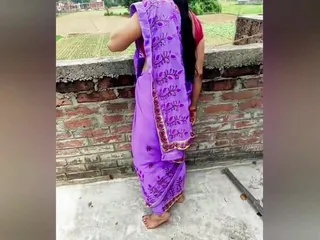 Cheating Housewife, Alone, Indian Village Sex, Terrace