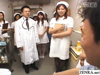 Japanese hospital nurse training day  milking patient