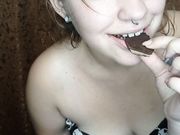 I just eat chocolate to the music for subscribers