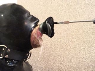 Rubber Pig Throat Fucked By Machine