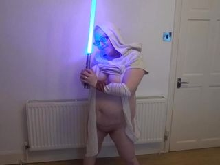 Rey Star Wars Cosplay With Light Sabre