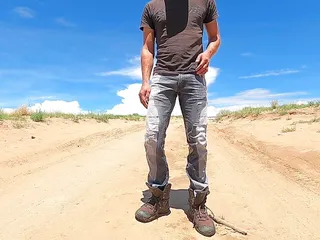Pissing Jeans In Public And Flooding A Pair Of Work Boots