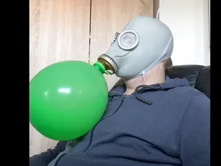 Bhdl - N.v.a. Gasmask Breathplay - Training With Vodka Filled Ballon Breathbag