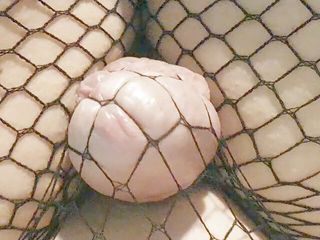 Almost exploded in fishnet pantyhose...