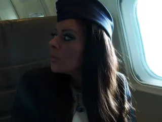 Lucky hunk gets to fuck two hot passenger babes on board an aeroplane