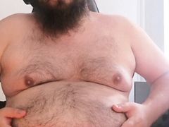 Fat young bear talks about his last gaining dream and cums
