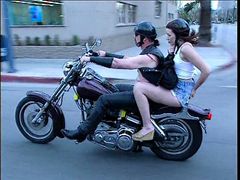 Lucky biker picks up a sexy young brunette slut and fucks her hard doggy style