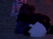 Girl gives a deep suck to the skeleton Minecraft porn mod
