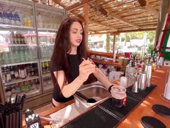 Naughty Bartender Isabella Fucks with Black Customer