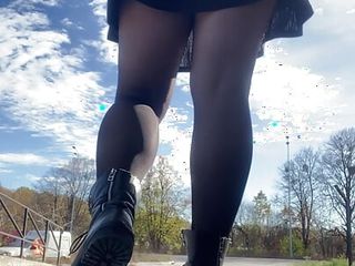 Street, Softcore, Close up, Milf in Stockings
