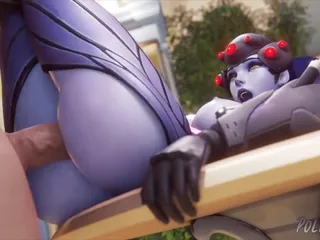 Widowmaker Spreading Her Legs On A Table And Fucked