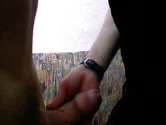 A wild German lady with dark hair gets her mouth filled in POV