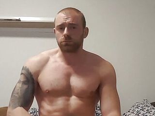 Muscular Guy Is Jerking Off In Home