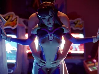 D.va Fucked From Behind At The Arcade