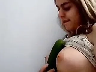 Iranian Girl Has Fun With A Cucumber