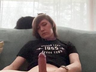 Femboy Almost Gets Caught Jerking Off In The Living Room