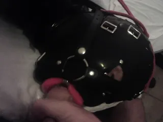 TEASER Laura is hogtied in latex catsuite and high heels, throated with a lip open mouth gag POV