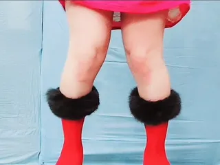Beautiful legs show striptease and hot short dress