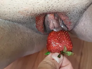 Three Girlfriends Cum From Strawberries - Lesbian-Candys