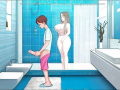 SexNote Rule 34 Hentai game PornPlay Ep.7 my best friend's mom is curious when I jerkoff in the bathroom