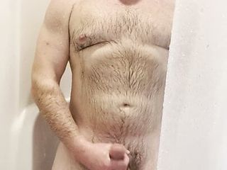 Gay Daddy Shower Jerkoff Cum