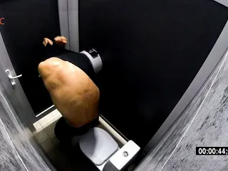 Camera In A Men's Public Toilet. Peeping