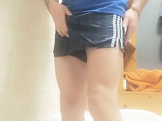 Nice piss in me shiny vintage Adidas footie shorts