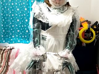 Plastic covered maid midna breathplay, sissy...