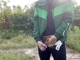 Hard cock not allowed me to piss outdoor.