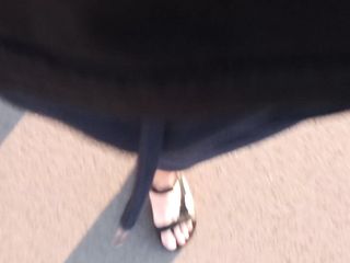 Alex&#039;s bare feet wear adidas strap sandals