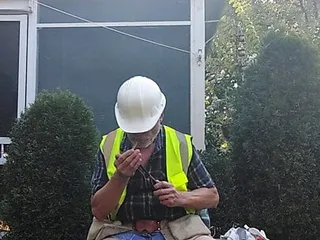 Construction Dad After A Long, Hot Day Working