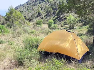 The Tourist Heard Loud Moaning And Caught Couple Fucking In The Tent
