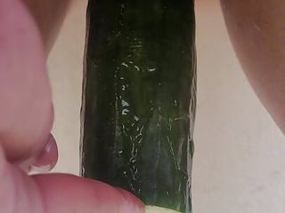 Cucumber pussy piss