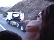 Big orgy in a moving van on the road