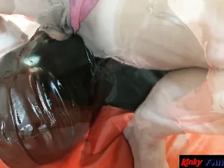 Slave Hubby Gets Pissed On While He Licks
