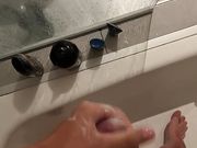 Stroke my hard cock with a lot of Soap in hot Shower