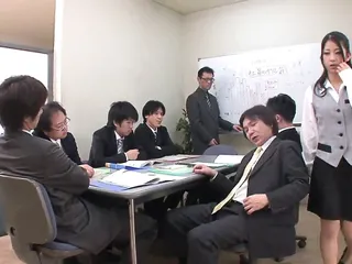 Japanese Office Blowjob, Busty Gangbang, Office Lady, Her Tits