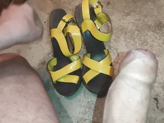 Cum On Heels Sexy And Hot Wooden Light Yellow Heels