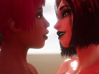 2 Demonic Girls Fuck Each Other - 3D Animation