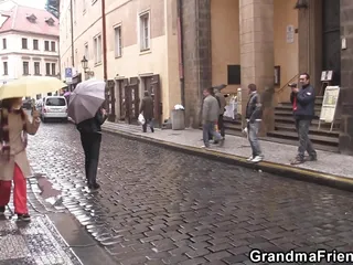 Two Friends Pick Up Old Granny From The Street