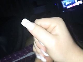 Sissy jerking with fake nails
