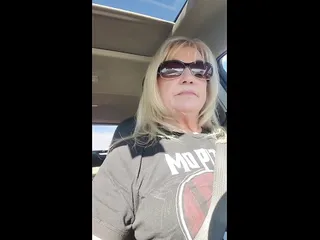 Solo White Hot Sexy Grandma In Her Car...