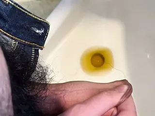 Pee with masturbation in urinal...