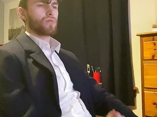 Stud Jerking Off In Suit After Work