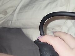 BBW tries inflatable dildo for the first time! 