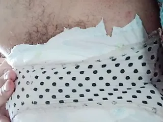 Huge Pad In White Panties