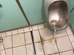 German boy piss on highway public toilet 