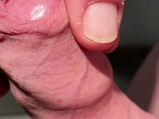 Edging His Big Cock Head With His Own Foreskin Until He Cums