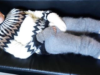 Sweater Fetish, Mohair Jumper And Very Fuzzy Pants With Long Socks And A Lot Of Cum